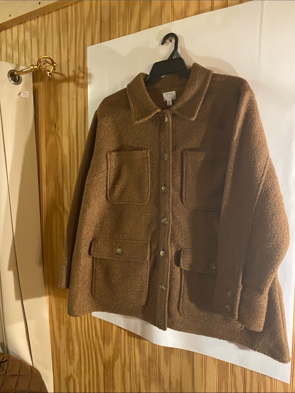 Time and Tru Chestnut Teddy Button-Up Jacket